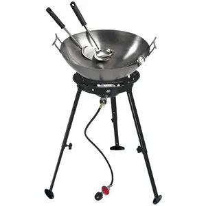 Eastman Outdoors Big Kahuna Burner with 22" Carbon Steel Outdoor Wok Kit, 37212