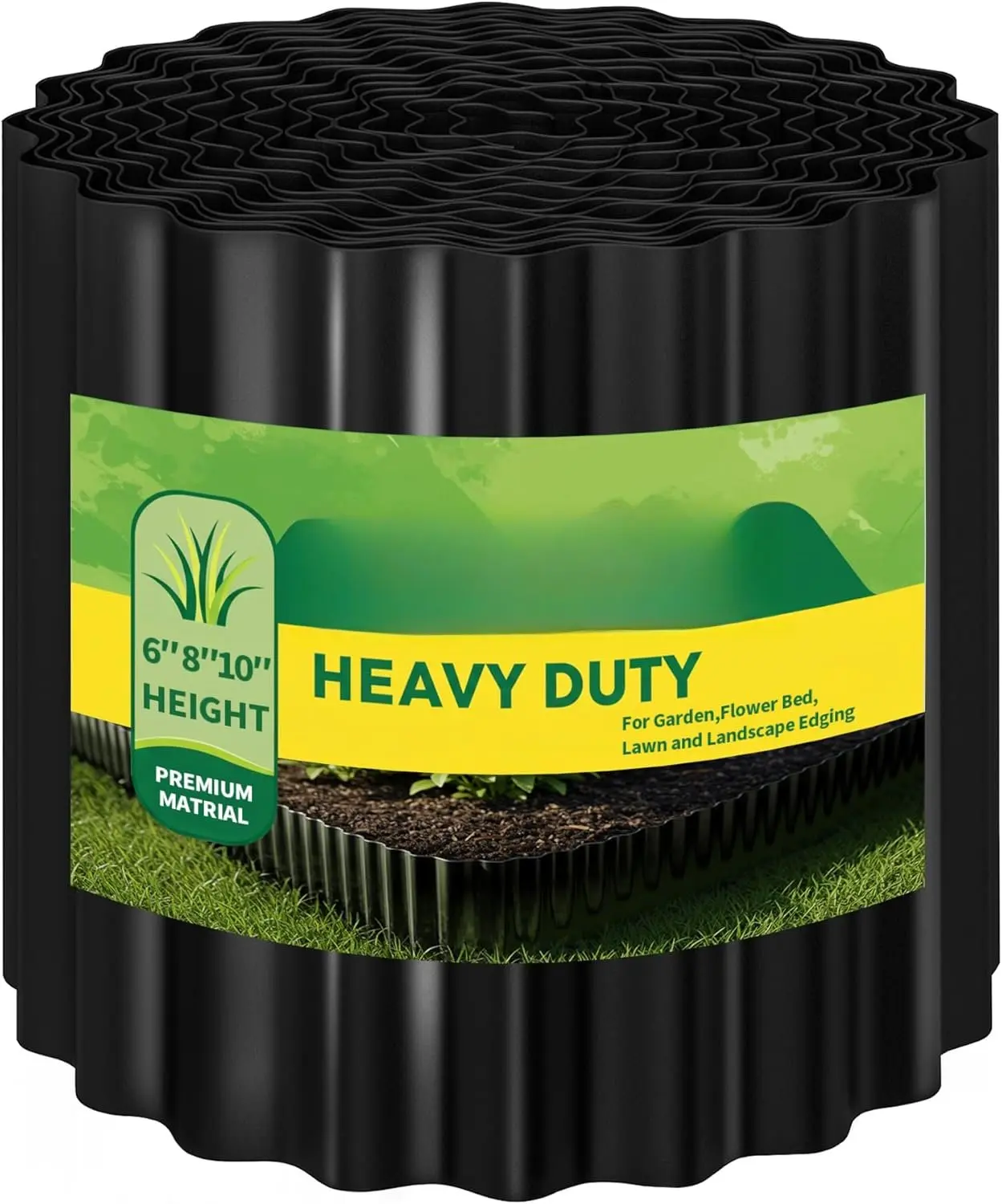Corrugated Metal Garden Edging, 10"20Ft Durable Landscape Border for Garden, Lawn, Flower Beds and Paver Edging (Black)
