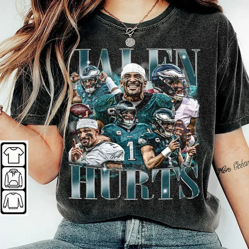 Jalen Hurts Shirt, Football American Graphic Vintage, Football 90s Bootleg Inspired Gift Fan Unisex Shirt, Hoodie, Sweatshirt