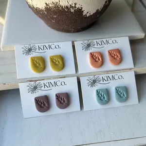 Polymer clay embossed stud earrings