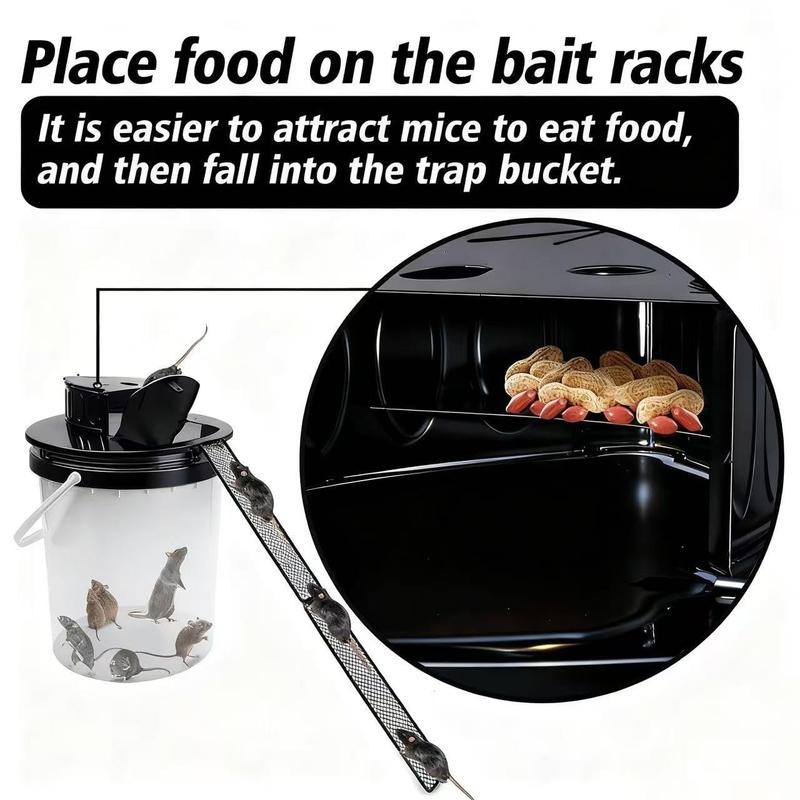 🐁Flip N Slide Bucket Lid Mouse Trap,🏠Mouse Traps Bucket for Indoor and Outdoor Use - Mouse Traps Indoor for Home - Multi-Catch, Auto-Reset, Humane or Lethal Rat Trap - ABS Material -Reusable Mouse Trap