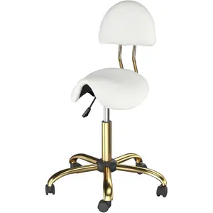 Bonnlo Saddle Stool with Wheels - Height Adjustable Swivel Stool with Backrest - for Salon Massage Home Kitchen Clinic, Weight Capacity 400lbs