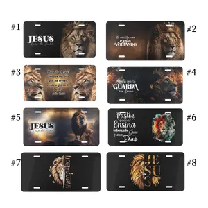 Jesus Lion of Judah License Plate Collection, Christian Faith Aluminum Vanity Tags, Religious Car Truck SUV Accessories