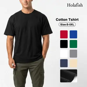 Holafish Men's Plain Crew Neck T-Shirt 100% Cotton Short Sleeve Cotton Tee for Casual Wear, Versatile for All Seasons - Bells, Athletic Breathable Classic