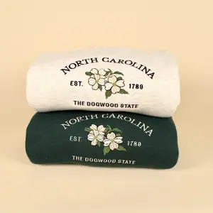 North Carolina Dogwood Embroidered State Flower Crew Sweatshirt