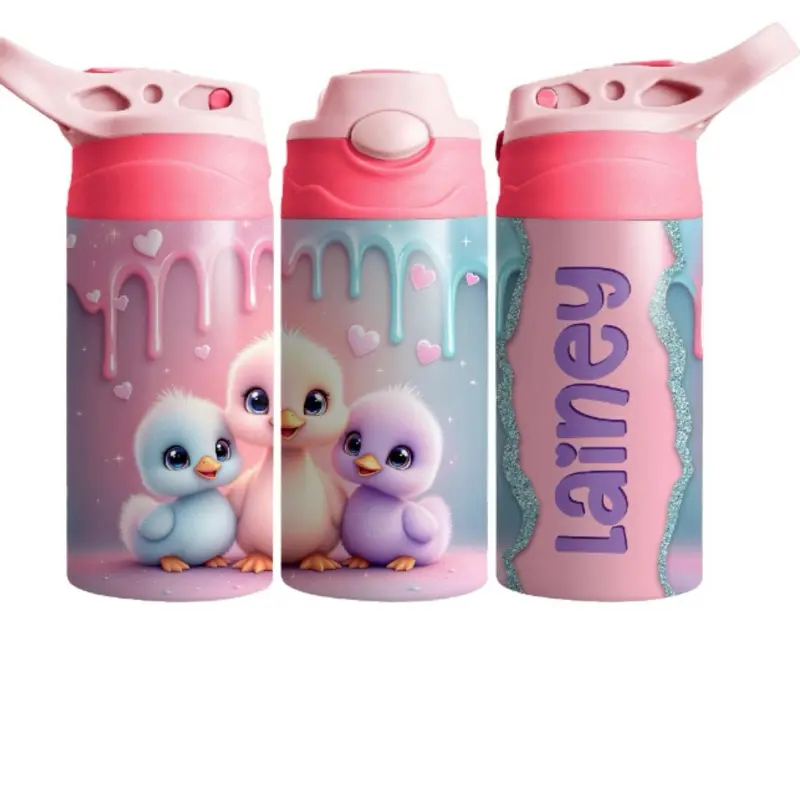 Baby Chicks Pastel Stainless Steel Kids Water Bottle with Adorable Chick Design and Personalized Name Option Drinkware Portable