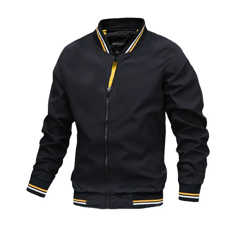 Men's Casual Bomber Coats, Lightweight Striped Tops with a Stand Collar and Full Zipper for Autumn, Menswear, Long Sleeve, Man Style