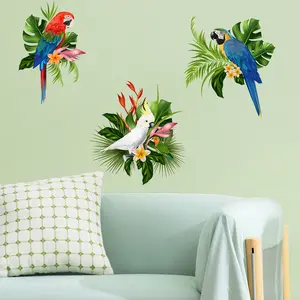 Tropical Style Parrot Wall Sticker, Self-Adhesive Removable Waterproof Creative Decal, Home Decor, Glass Decoration, Atmosphere Enhancement
