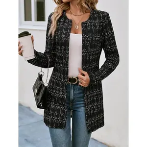Elegant Color-Block Long Sleeve Blazer Jacket for Women, Autumn Winter Fashion Outerwear, Stylish Casual Wear for Ladies