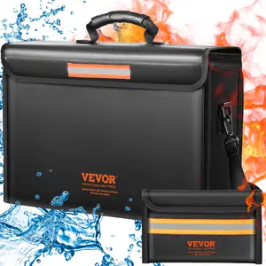 VEVOR Fireproof Document Box, Fireproof Document Bag with Lock 2000 ℉ , 3-layer Folding Fireproof and Waterproof File Box 15.35x12.4x13.98 inch with Zipper, for Money, Documents, Jewelry and Passport