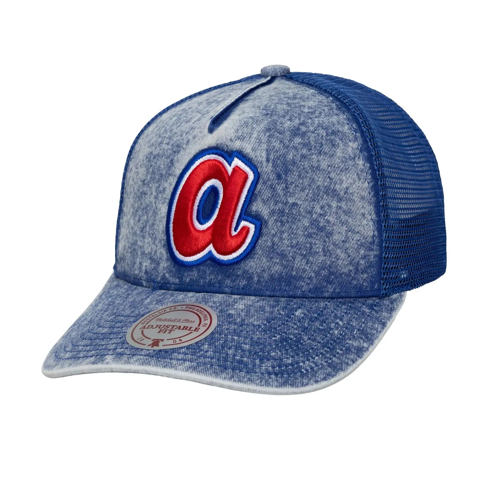 Atlanta Braves Royal Cooperstown Gameday Trucker Adjustable Hat MLB Throwback Cap Fan Gear Mitchell & Ness