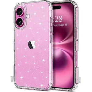 Glitter iPhone 17 Pro Max,16 plus,15,14,13,12,11,  Case, 1 Count Glitter Sparkly Shiny Bling Cute Cover, Anti-scratch Soft TPU Thin Slim Shockproof Protective Phone Case for Women Girls, Casing