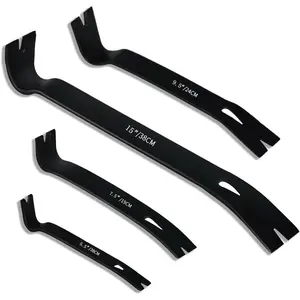4-Pack Pry Bar Set 5-1/2"/7-1/2"/9-1/2"/15" Mini Nail Puller Crowbar,Utility Heavy Duty Claw Bar,High-Carbon Steel Crow Bar Tool for Woodworking,Prying,Lifting,Pulling