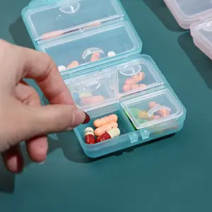 Portable Medicine Box with 6 Grids - Travel Size, Sealed Storage, Mini Sub-grid Design