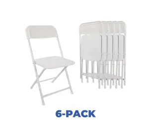 Furniture Steel Banquet Event Style Resin Adult Folding Chairs ,White (Set of 6)