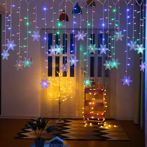 Flashing Fairy Curtain Lights Snowflakes LED String Lights Outdoor Waterproof Garland Holiday Party Wedding Xmas Decor 3.2M Decoration Ornaments