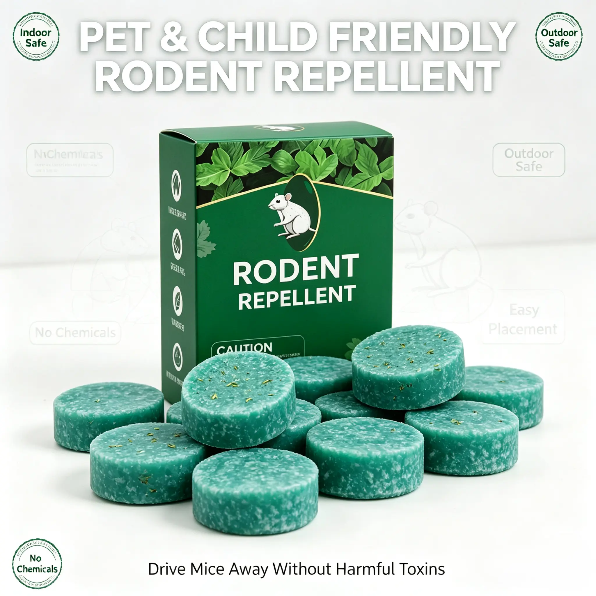 12-Pack Premium Botanical Rodent Repellent Wax Blocks - Natural Scent Barrier, Non-Poisonous Rat & Mouse Deterrent for Bedroom, Living Room, Pantry, Indoor Home & Garage Protection (Box Included)