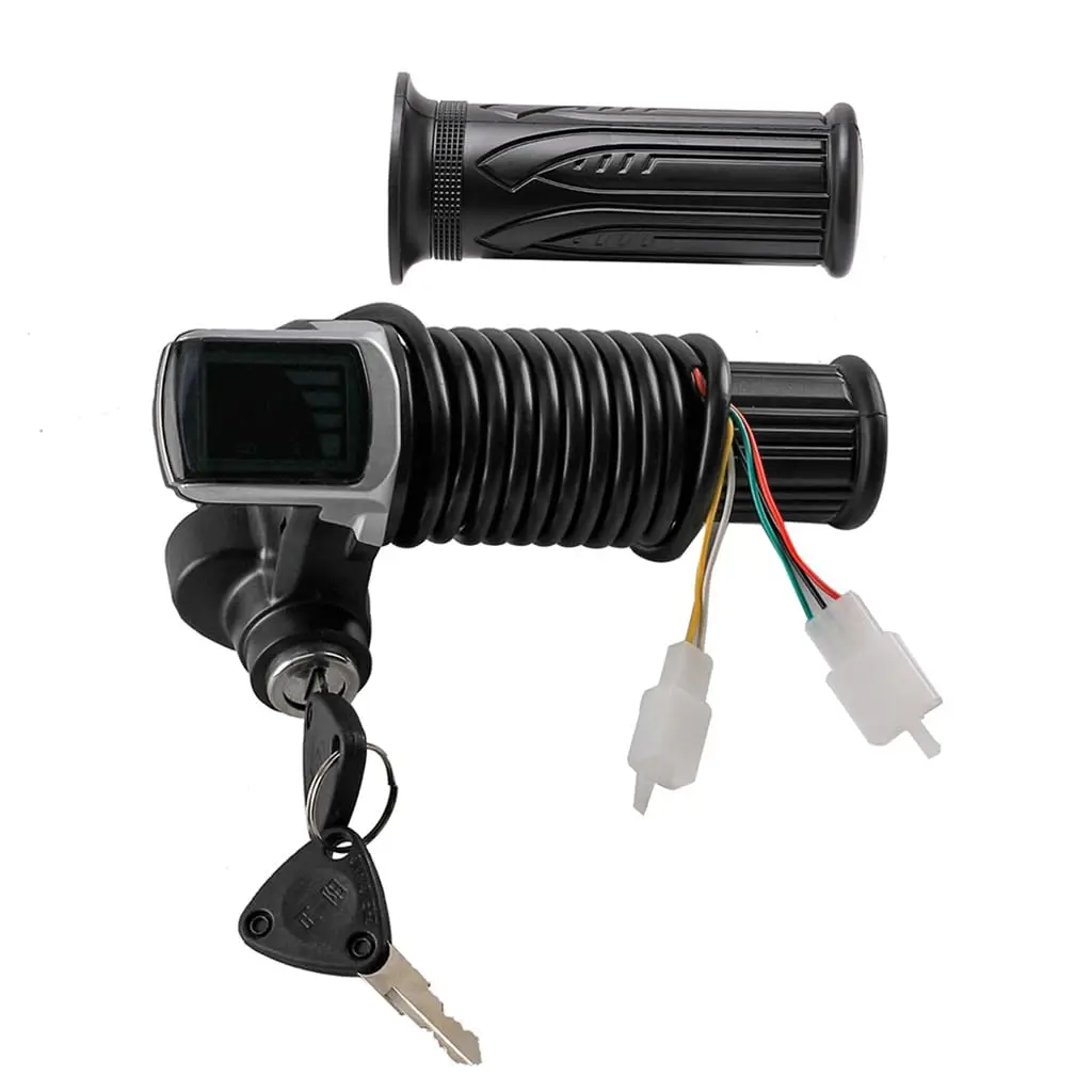 36V Go Kart Handlebar Grips Twist Throttle with Ignition Key Switch LCD Power Indicator 3in1 22mm 7/8" Hand Grips for E-Bike Electric Scooter ATV UTV Quad Moped Buggy Drift Trike Razor MX650