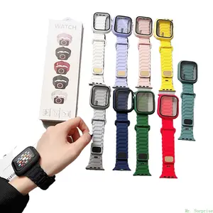 Silicone Watch Band & Protective Case Bundle for Apple Watch, Sport Business Strap with Shockproof Cover, Compatible with Apple Watch Ultra 49mm, SE, Series 8/7/6/5 for Men & Women, Protection, Wearable