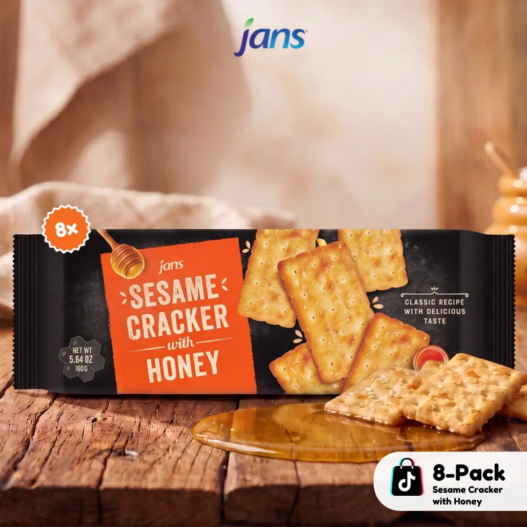 Jans Sesame Cracker with Honey 5.64 oz, Sesame Cracker 8-Pack, Classic Recipe With Delicious Taste