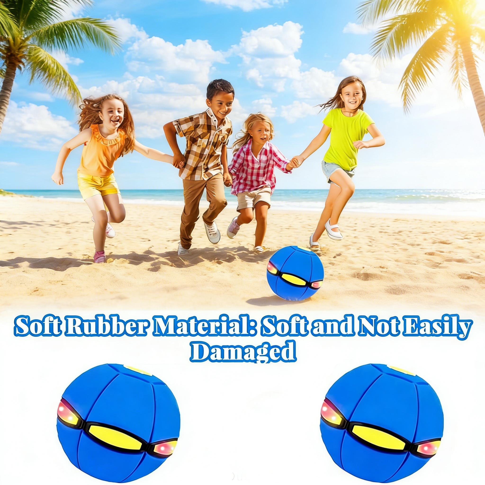 Magic UFO Deformable Flying Saucer Ball, 2-in-1 LED Light Up Throw Catch Ball, Portable Outdoor Garden Beach Toy, Interactive Pet Dog Toy, Fun Sports Game for Kids, Family, Backyard, Camping, Birthday Gift