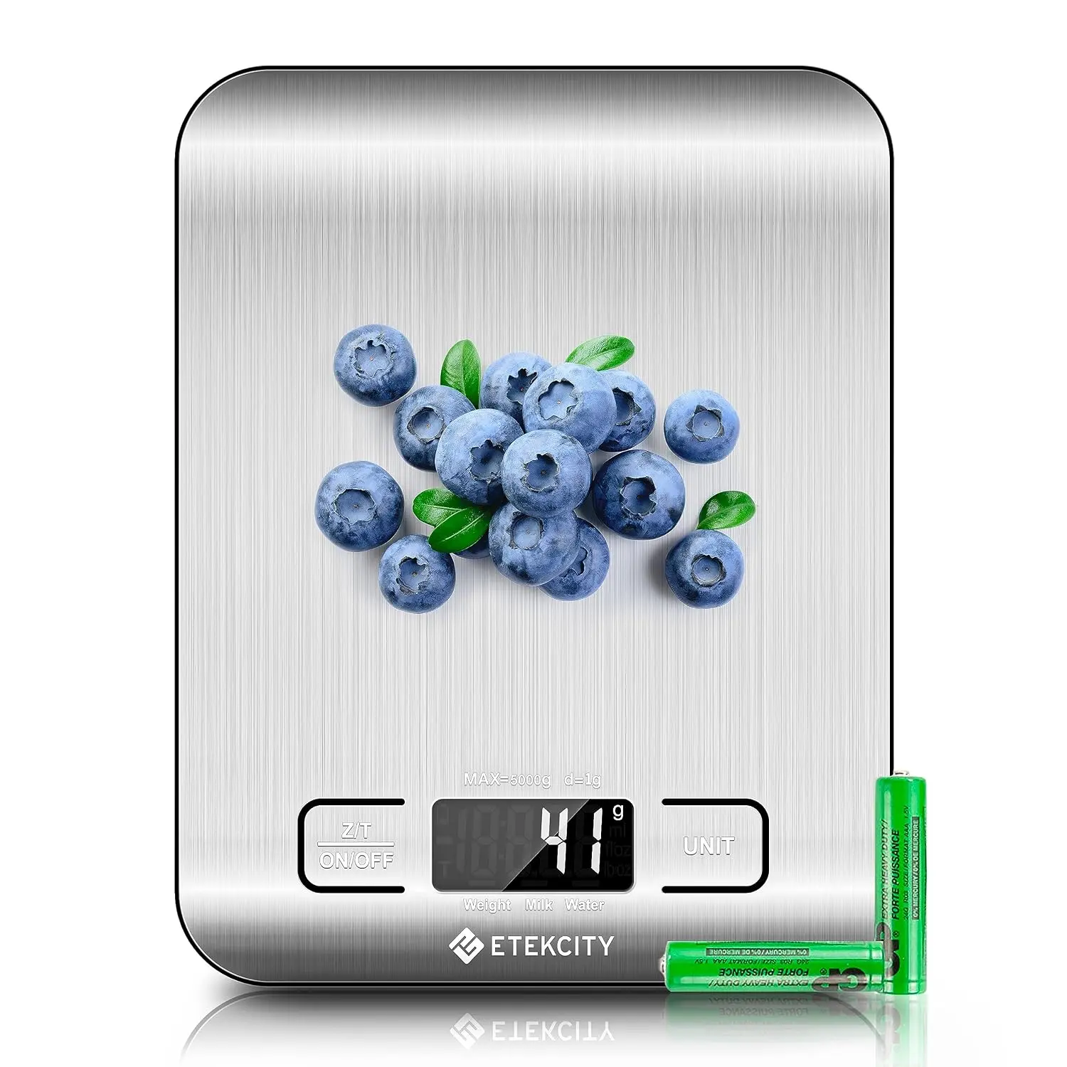 Digital Kitchen Food Scale, 11 lb Capacity, Grams & Ounces, Tare Function, 304 Stainless Steel, Precision Scale for Baking, Meal Prep, Weight Loss, Keto, Packages, Liquids & Jewelry