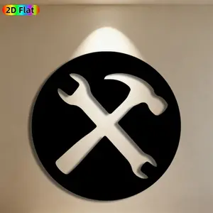 1pc Wrench & Hammer Metal Wall Art, Industrial Wrench Hammer Statue Mural, Ideal Gift for Father's Day, New Year, Workshop Decor Enthusiasts, Powder-Coated Metal Wall Decor Wall Sculptures, Perfect for Garage Wall & Garden Fence, Unique Man Cave Decor