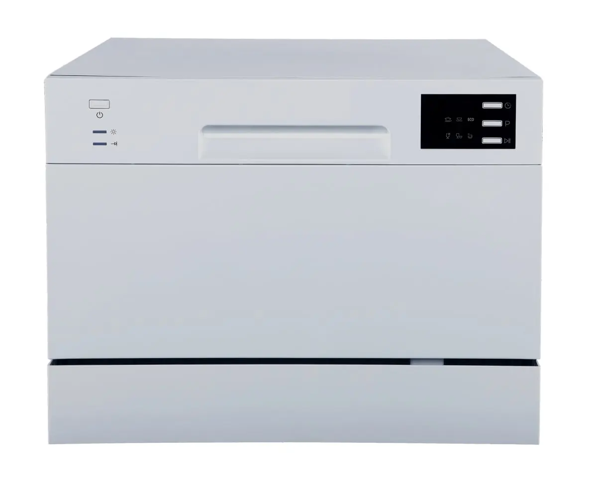 212 MAIN Home Countertop Dishwasher Machine - Sunpentown SD-2225DWB White Model, Quick Connect, 120V, 6 Wash Cycles, Delay Start, LED Display, Fits 10.25 Inches Dishware
