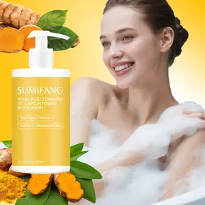 Kojic Acid Turmeric Vitamin Brightening Bath Gel, Body Care, Kojic Acid & Turmeric, Vitamin C Niacinamide 2%, 10.144 Fl Oz / 300 Ml