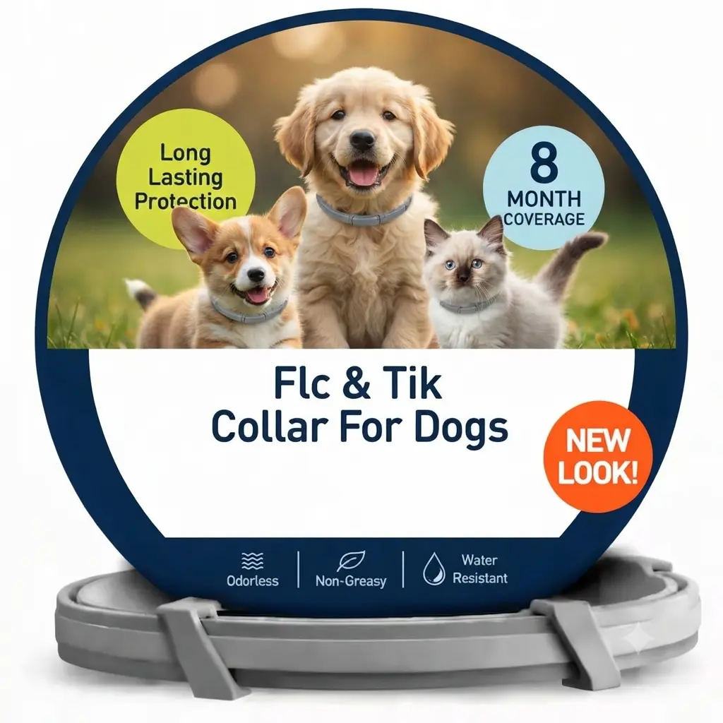 Dog And Cat Flc and Tik Collar, 8 Months of Protection, Odorless & Non-Greasy, Waterproof, 1 Count