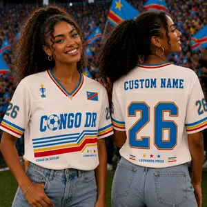 Custom Leopards Congo DR Football Jersey, Leopards Congo DR 2026 Soccer Shirt, Personalized Name Number Tee, Vintage Game Day Gift N5N