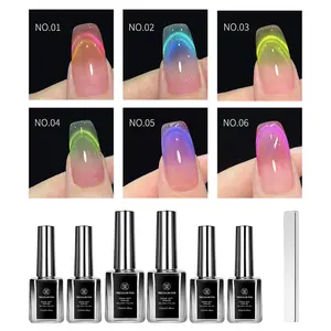 TRICOLOR FISH Gel Nail Polish Set - 6 Colors Nude Pink 12ML Gel/Dopamine Cat Eye Nail Polish Set Skin Tone French Manicure DIY Nail Salon DIY