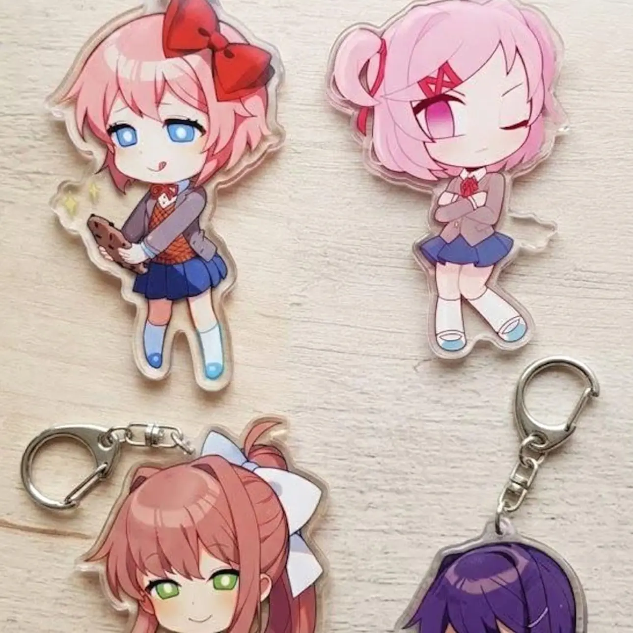 DDLC Acrylic Keychain, Monika Natsuki Yuri Sayori Doki Doki Club Keyring