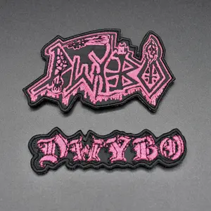 DWYBO Band Style Embroidered Patches - Exclusive Designs by Bats in the Belfry Crafts - Iron-on or Sew-on Custom Patches - DWYBO Death & Dio Logos