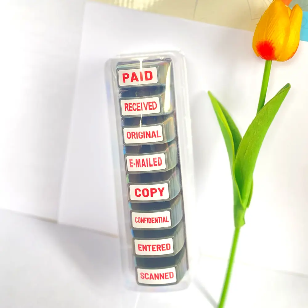 8 Piece Set Paid Copy Scanned Approved Checked Stamp, Office Stamps, Durable Materials Office Supplies Financial Marking, Clear Signage, Clear Markings, Ca Prop 65 Compliant