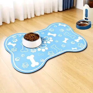 Bone-shaped Quick-dry Pet Feeding Mat with Non-slip Rubber Base - Stain-resistant Diatomaceous Earth Dog Cat Bowl Mat, Indoor Essential Pet Accessory