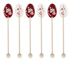 Peppermint Candy Spoons 6-Pack Handmade Stirrers for Coffee Tea Hot Cocoa Made in USA Sweet Candy Tea Gift Clover Honey Flavor