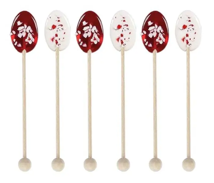 Handmade Peppermint Clover Honey Flavor Candy Spoons Tableware, 6-Pack Stirrers for Coffee, Tea, Hot Cocoa, Made in USA Sweet Gift