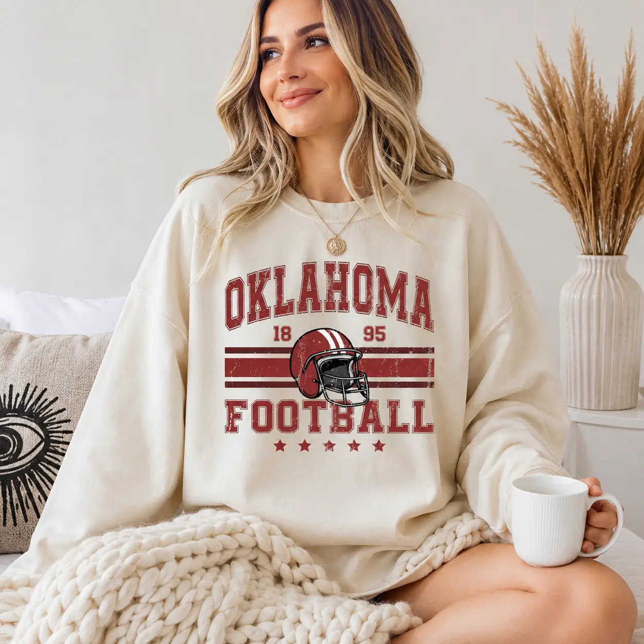 Oklahoma Football Shirt, Vintage Retro Style Football Shirt, Matching Sport Outfit, Football Mom Gift, GameDay Crewneck