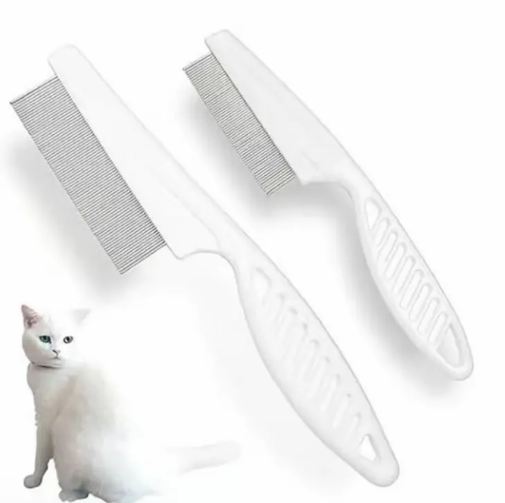 2Pcs Pet Flea Comb for Dogs & Cats, Stainless Steel Fine Tooth Grooming Comb, Removes Loose Hair, Dandruff & Fleas, Comfort Massage Pet Hair Comb