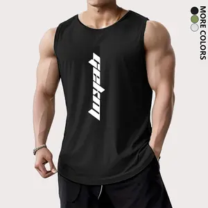 Men's Gym Athletic Tank Tops, Summer Lightweight Sleeveless Training Tees for Outdoor Running, Letter Print Polyester, Breathable American Basketball Jerseys, Casual Beach Tank Tops