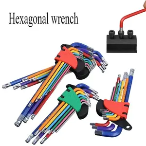 Hex Key Set Sae Inner Hex Wrench Set, Extra Long Ball and Star Hex Keys, Metric 1.5-10mm, Bicycle Repair Tool Kit, Metal Construction