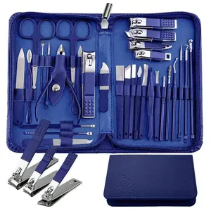 Manicure Set 30 In 1 Nail Clippers Set, Nail Manicure Kit For Women, Toenail Clippers, Pedicure Kit,Pedicure Tools, Suitable For Travel Manicure Tools (Navy Blue) Steel Cutics Stainless