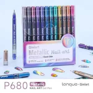 Languo Qimiart P680 Nail Art Pen, 12 Colors 1.0mm Metal Tip, High Saturation, Waterproof, Multi-Material Use, DIY Design Tool