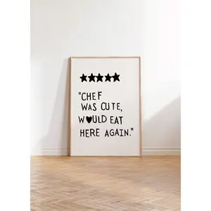 Aesthetic Kitchen Decor Cute Cooking Art Kitchen Wall Art Print Minimalist Heart Print Black Chef Art Print Decoration Poster Gift Glossy Ornaments Room