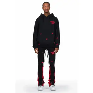 Raffer Black/Red Hoodie/Stacked Flare Pant Set