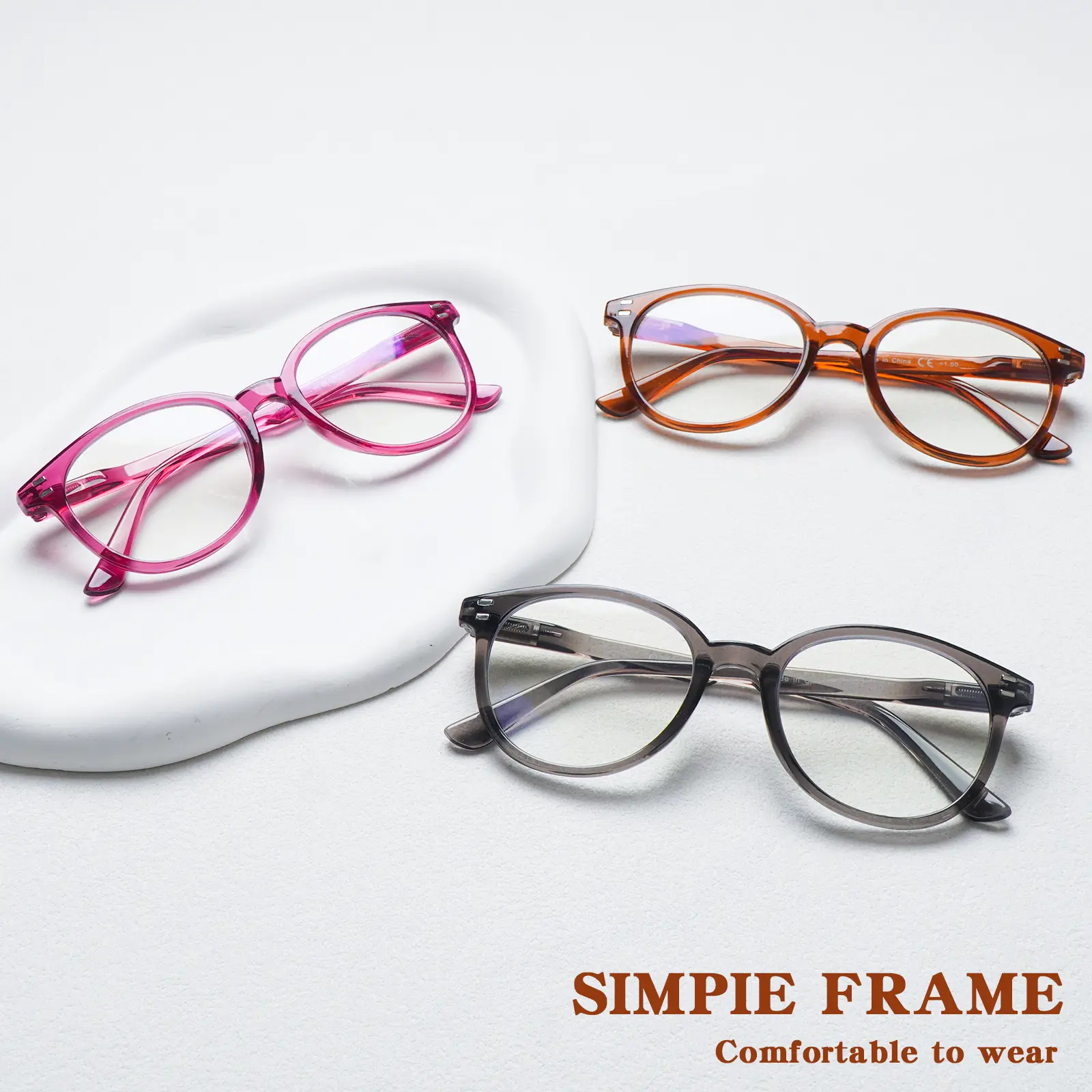 5-Pack Progressive Multifocal Blue Light Blocking Reading Eyeglasses- Classic Solid-Color Rectangular Frames, 3-Level Vision Adjustment, Spring Hinges,  Comfortable, Adjustable, Durable, Storage Box, Ideal for Reading, Office Use