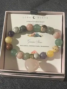 Rose Quartz Heart Crystal Stretch Bracelet – Luna Norte Genuine Stone