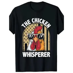 Boys' "The Chicken Whisperer" Cotton T-Shirt - Animal-Themed, Casual, Comfortable, Black, All-Season, Machine-Washable Tee with Colorful Rooster Graphic (3Y-13Y), Animal-Themed Boys' T-Shirts
