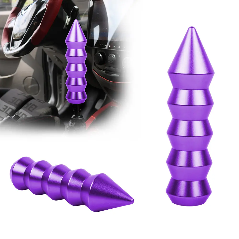 Brand New Universal Bamboo Spike Aluminum Purple Manual Transmission Gear Stick Shift Knob Lever Shifter M8 M10 M12